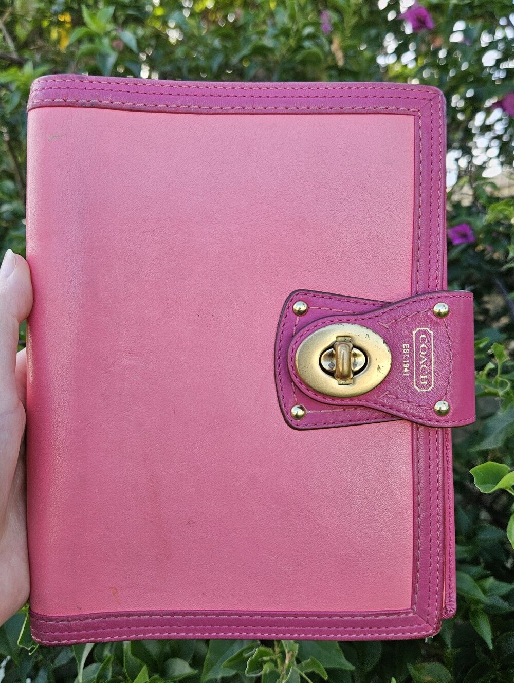 Rare Coach Legacy Large Turnlock Agenda Planner Pink Coral Leather Y2K